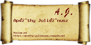 Apáthy Juliánusz névjegykártya